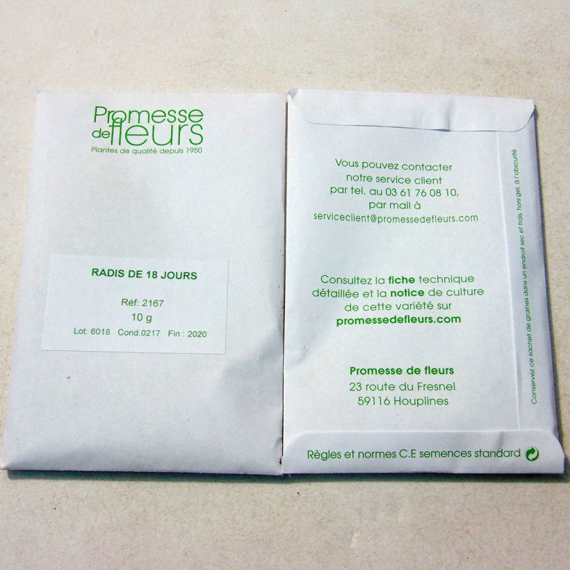 Example of Radish De 18 Jours per pack of 1000 seeds (10g) specimen as delivered
