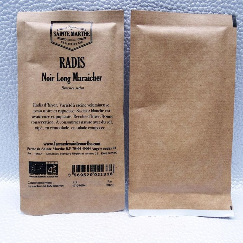 Example of Radish Noir Long Maraîcher - Ferme de Sainte Marthe Seeds per pack of 500 seeds specimen as delivered