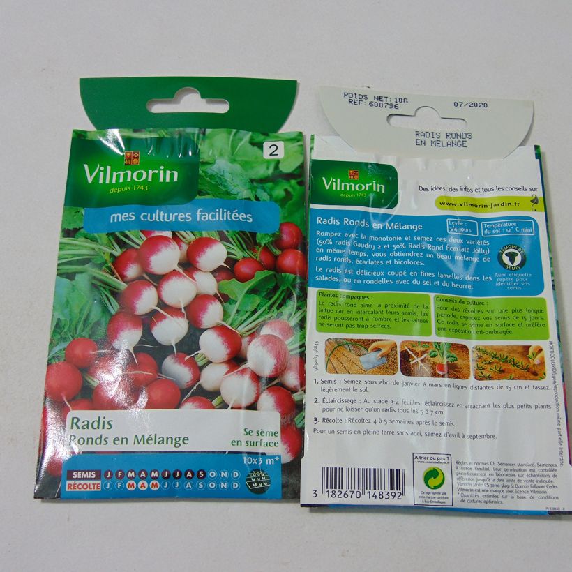 Example of Round Radish Mix - Vilmorin Seeds per pack of 800 seeds (10g) specimen as delivered