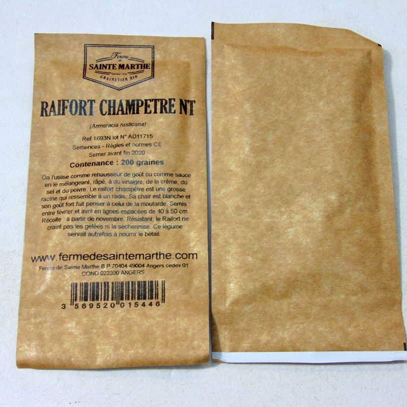 Example of Horseradish - Ferme de Sainte Marthe seeds per pack of 200 seeds (2g) specimen as delivered