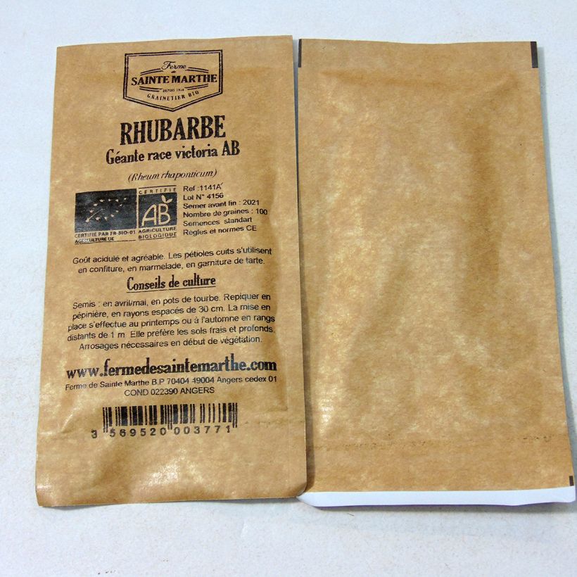 Example of Giant Victoria Rhubarb Organic - Ferme de Sainte Marthe seeds per pack of 100 seeds (1g) specimen as delivered