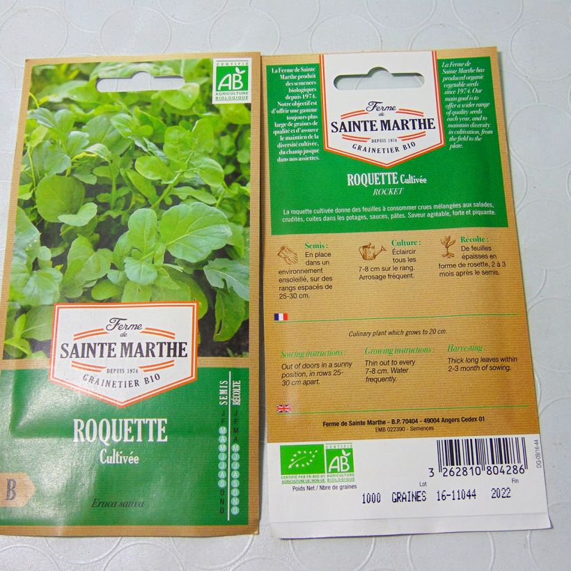 Example of Rocket - Arugula - Ferme de Sainte Marthe Seeds per pack of 800 seeds (1g) specimen as delivered