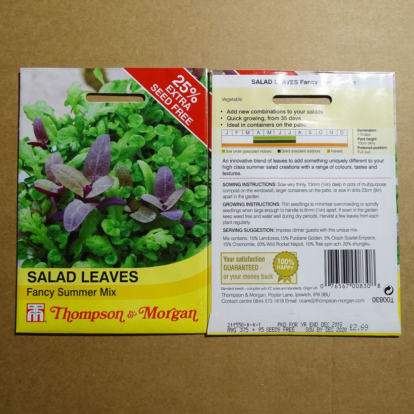 Example of Salad Leaves Fancy Summer Mix - Mesclun per pack of 400 seeds specimen as delivered