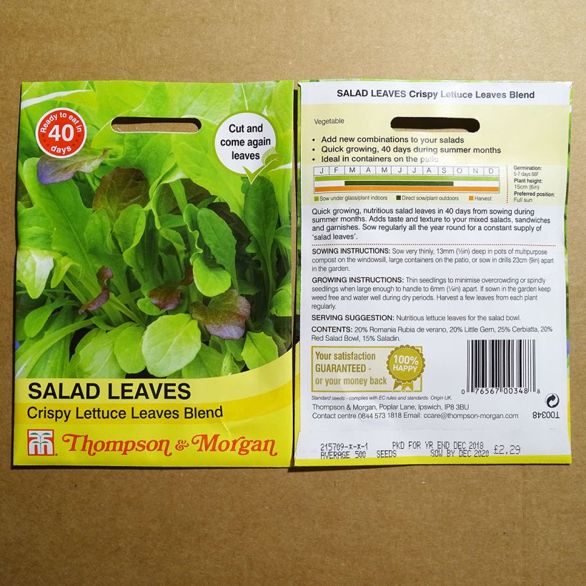 Example of Loose leaf Lettuce Mix Crunchy Blend - Mesclun per pack of 1000 seeds specimen as delivered