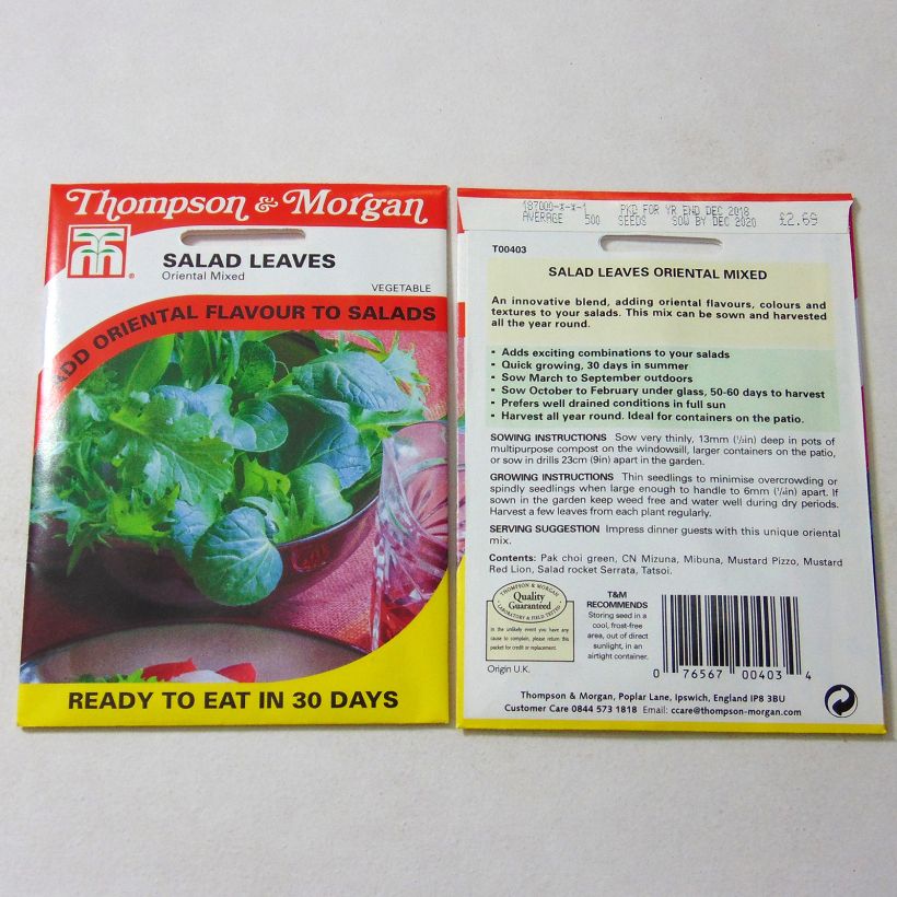 Example of Salad Leaves Niche Oriental Mixed - Mesclun per pack of 500 seeds specimen as delivered