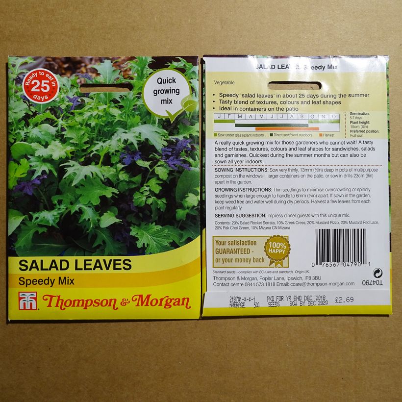 Example of Salad Leaves Speedy Mix - Mesclun per pack of 1000 seeds specimen as delivered