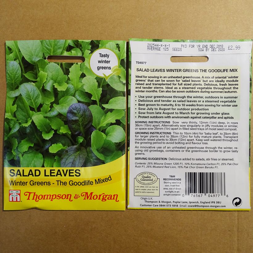 Example of Salad Leaves The Good Life Mix - Mesclun per pack of 150 seeds specimen as delivered