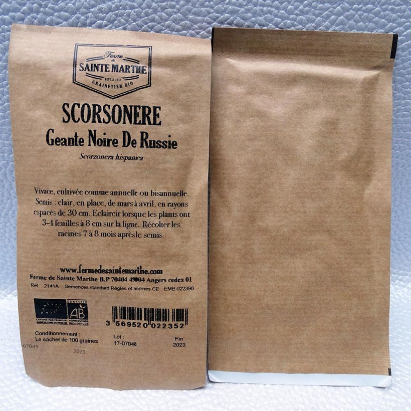 Example of Organic Russian Giant Black Scorzonera - Ferme de Sainte Marthe seeds specimen as delivered