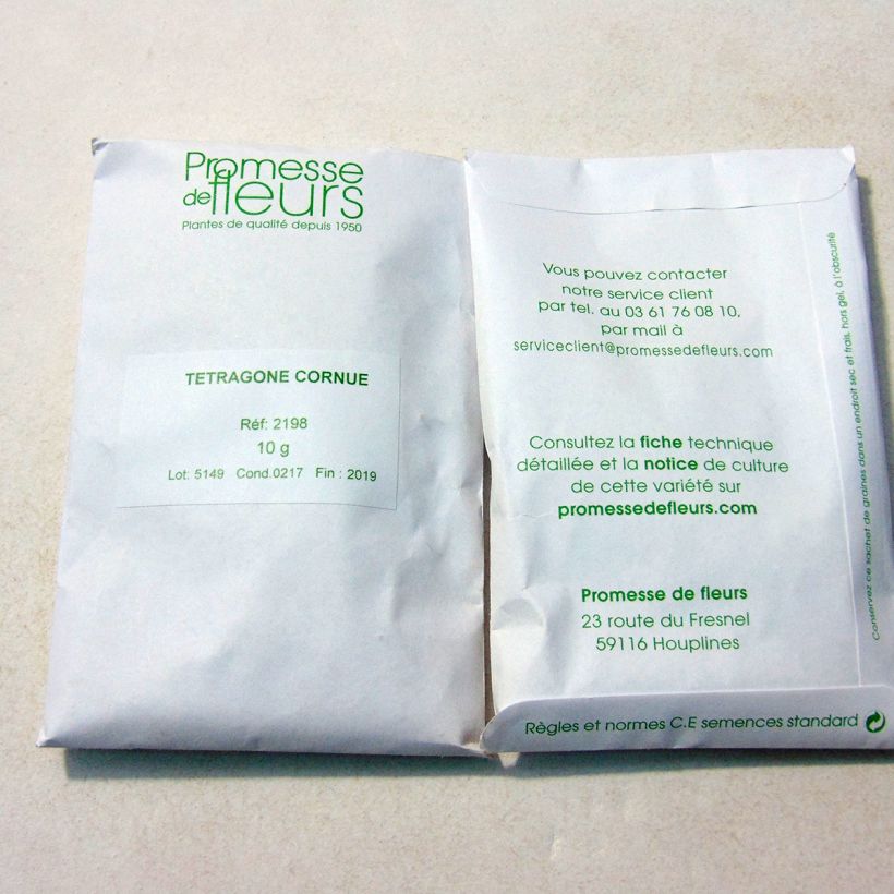 Example of Tetragonia tetragonoides  per pack of 120 seeds (8g) specimen as delivered
