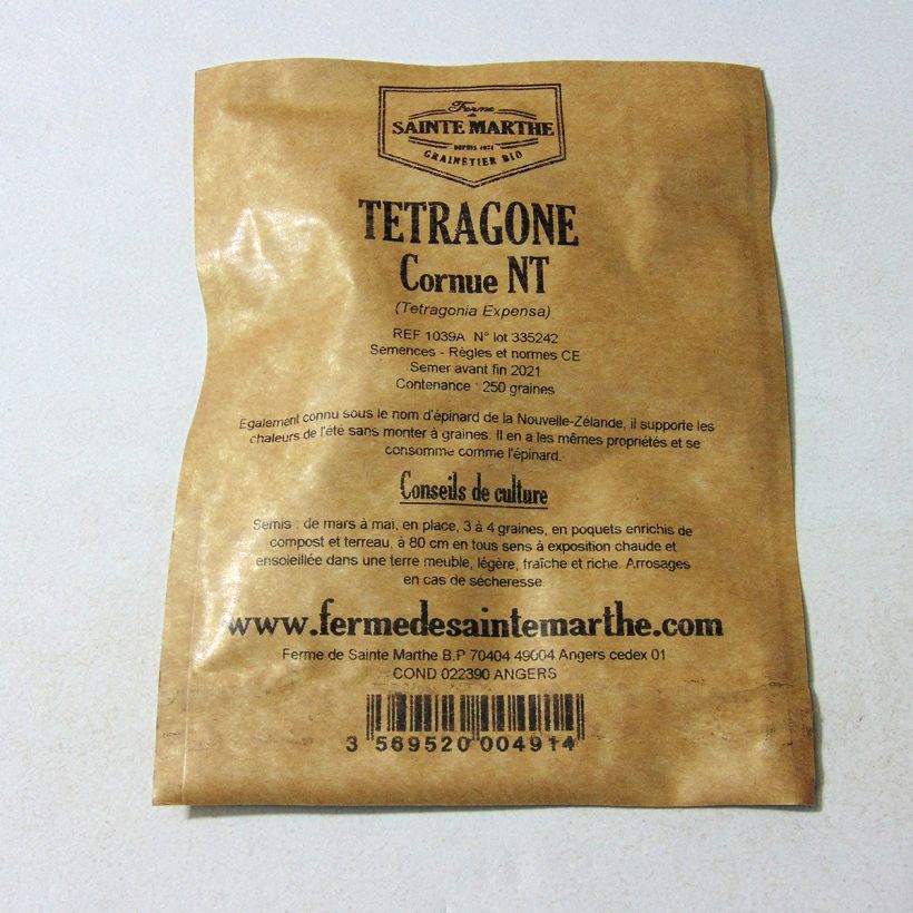 Example of Horned Tetragon NT - Ferme de Sainte Marthe seeds per pack of 250 seeds (13g) specimen as delivered