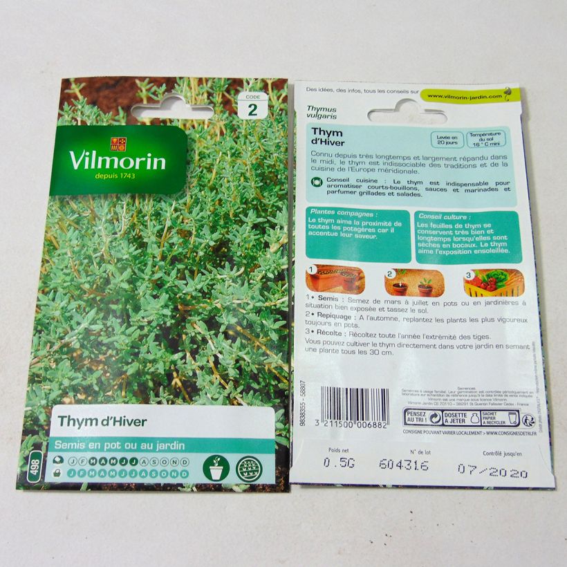 Example of Thymus	vulgaris Winter Thyme - Vilmorin seeds per pack of 3000 seeds specimen as delivered