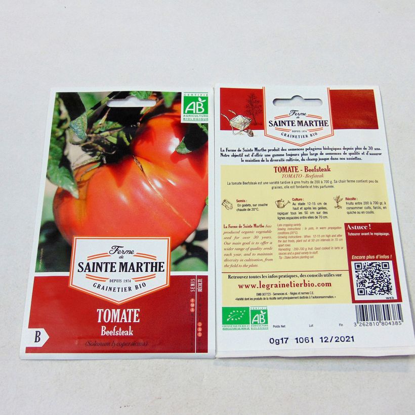 Example of Tomato Beefsteak Tomato - Ferme de Sainte Marthe seeds per pack of 40 seeds specimen as delivered