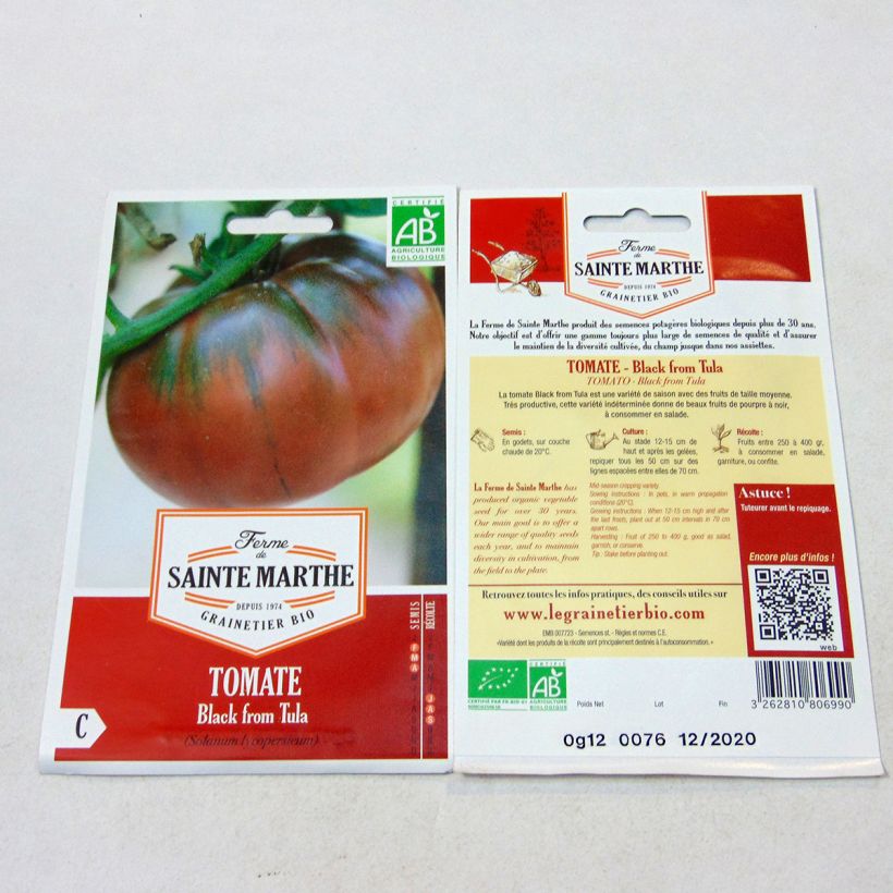 Example of Tomato Black From Tula - Ferme de Sainte Marthe seeds per pack of 40 seeds specimen as delivered