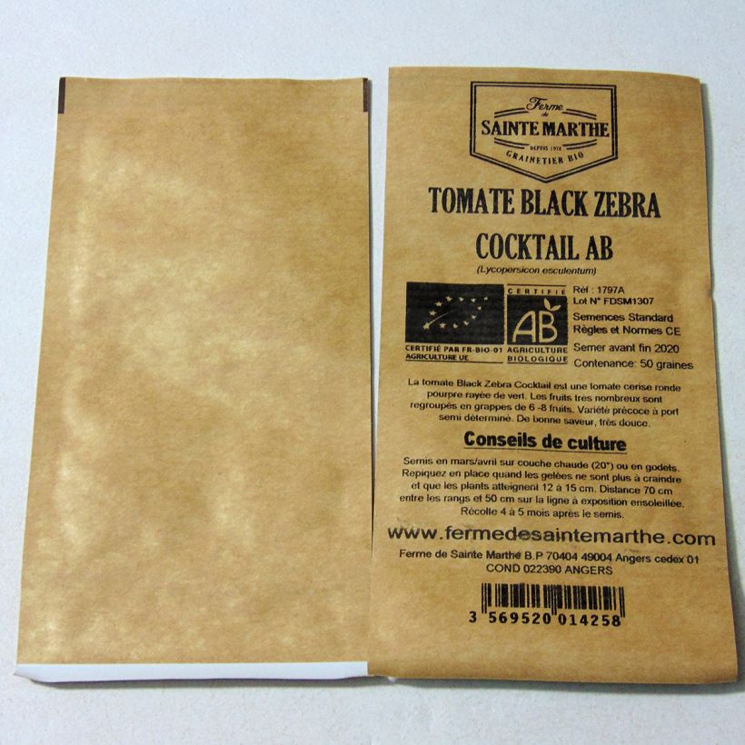 Example of Tomato Black Zebra Cocktail - Ferme de Sainte Marthe seeds per pack of 50 seeds specimen as delivered