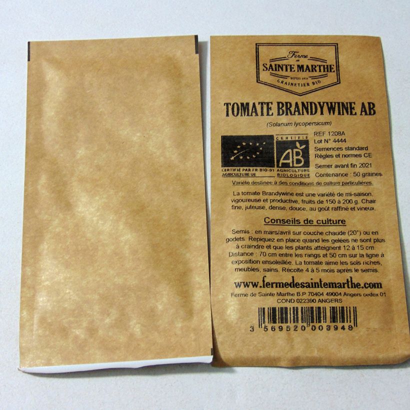 Example of Tomato Brandywine - Ferme de Sainte Marthe seeds per pack of 50 seeds specimen as delivered