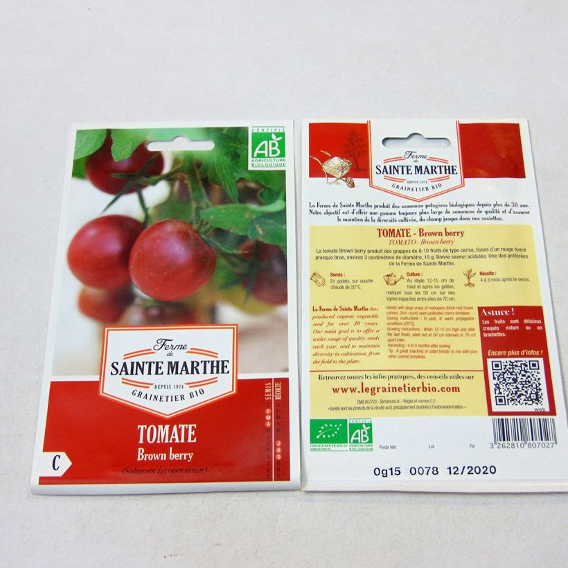 Example of Tomato Brown Berry - Ferme de Sainte Marthe seeds per pack of 50 seeds specimen as delivered