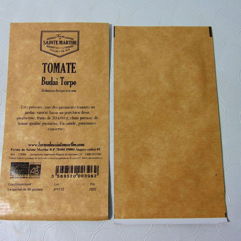 Example of Tomato Budaï Torpe - Ferme de Sainte Marthe seeds per pack of 50 seeds specimen as delivered
