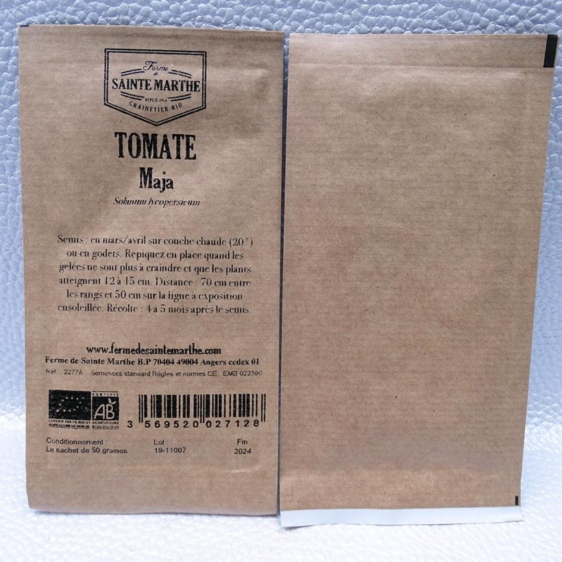 Example of Buissonnante Organic Tomato Seeds - Ferme de Sainte Marthe seeds per pack of 50 seeds specimen as delivered