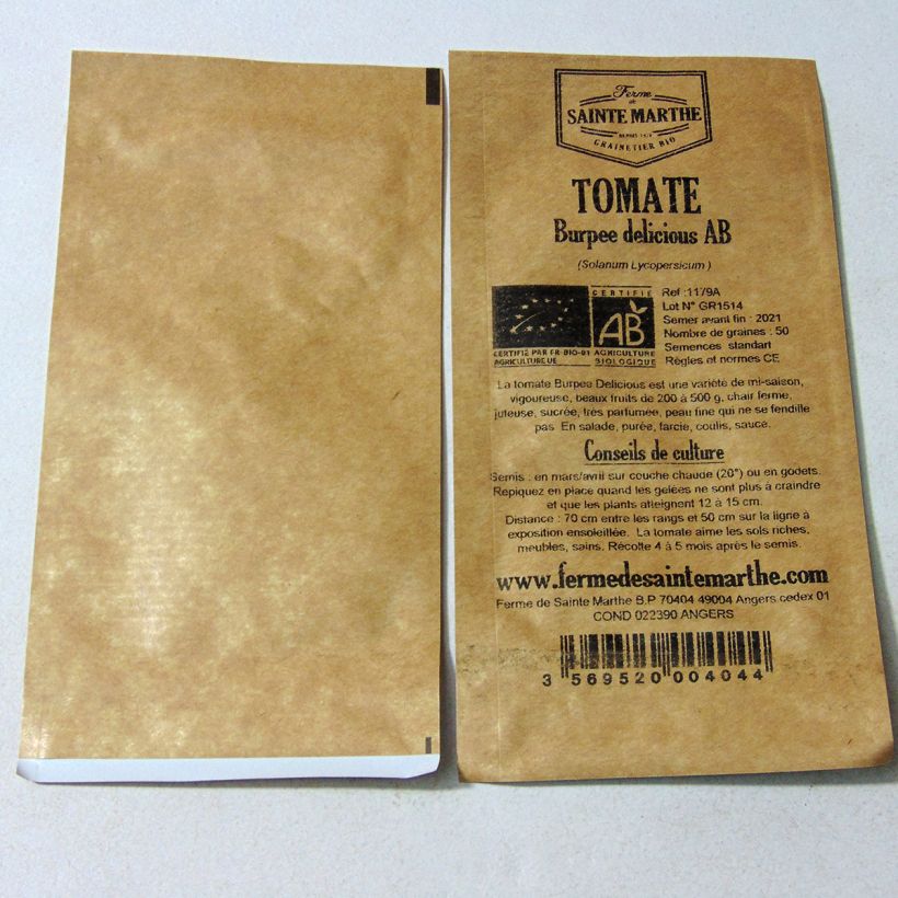 Example of Tomato Burpee Delicious - Ferme de Sainte Marthe seeds specimen as delivered