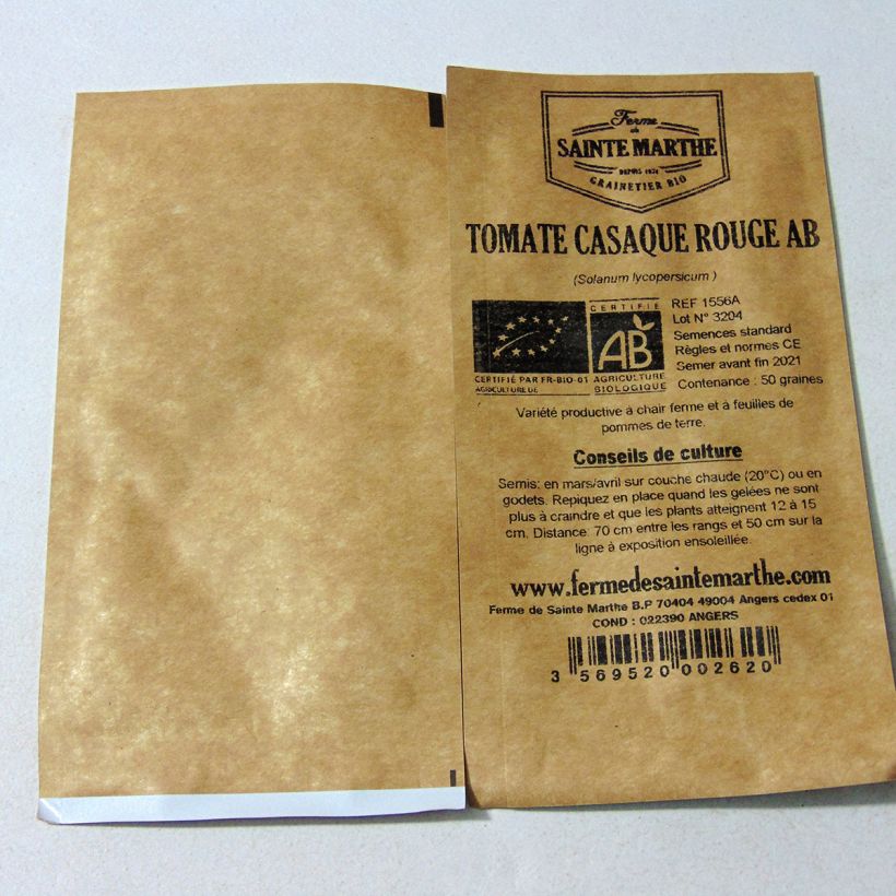 Example of Tomato Organic Red Casaque Tomato - Ferme de Sainte Marthe seeds per pack of 50 seeds specimen as delivered