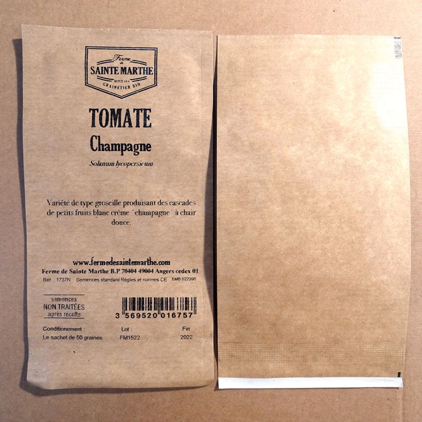 Example of Champagne Untreated Cherry Tomato Seeds - Ferme de Sainte Marthe seeds per pack of 50 seeds specimen as delivered
