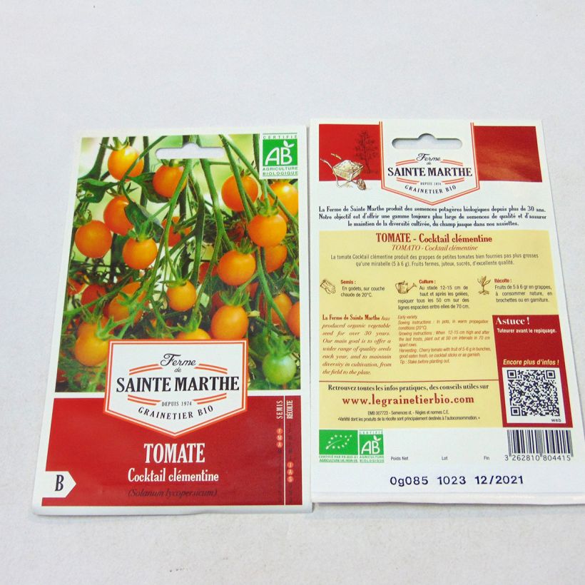 Example of Clementine Organic Cocktail Tomato - Ferme de Sainte Marthe seeds per pack of 50 seeds specimen as delivered