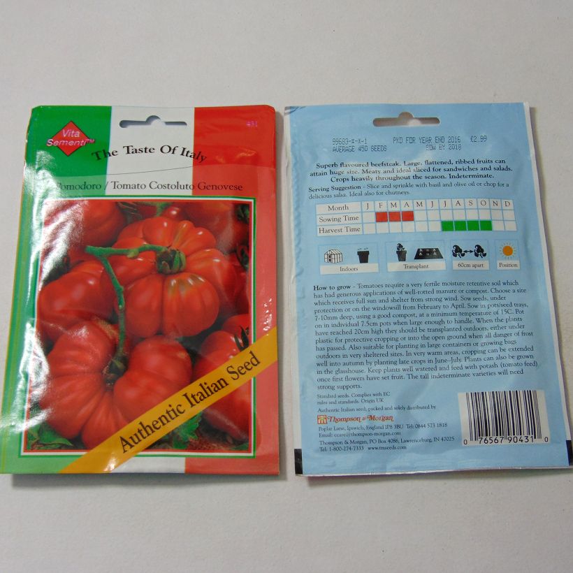 Example of Tomato Costoluto Genovese per pack of 450 seeds specimen as delivered