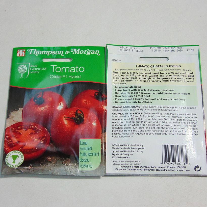 Example of Tomato Cristal per pack of 8 seeds specimen as delivered