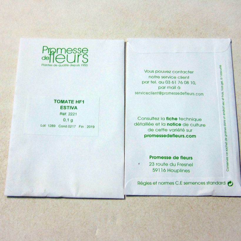 Example of Estiva F1 Tomato per pack of 25 seeds (0,1g) specimen as delivered