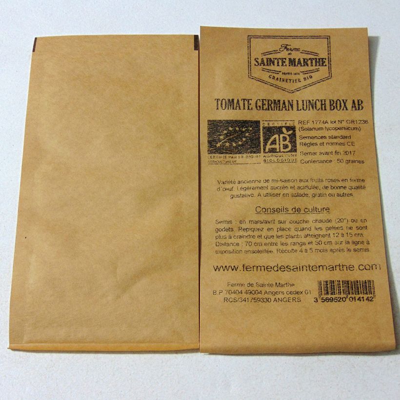 Example of German Lunch Box Organic Tomato - Ferme de Sainte Marthe seeds per pack of 50 seeds specimen as delivered