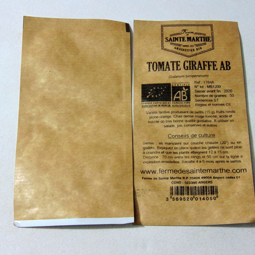 Example of Tomato Giraffe - Ferme de Sainte Marthe seeds specimen as delivered