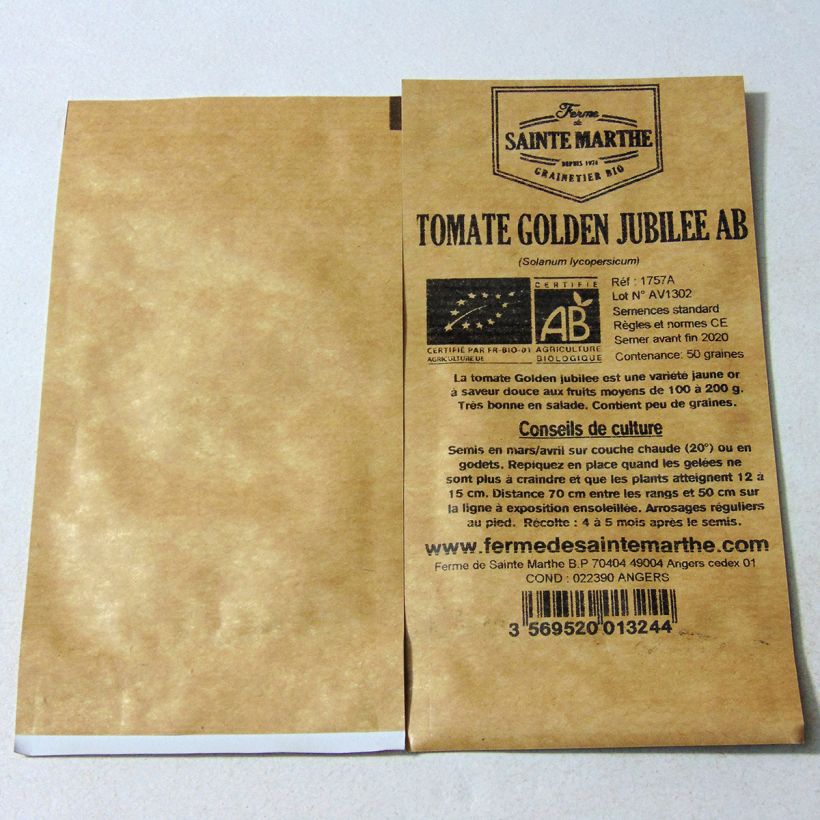 Example of Golden Jubilee Organic Tomato - Ferme de Sainte Marthe per pack of 50 seeds specimen as delivered