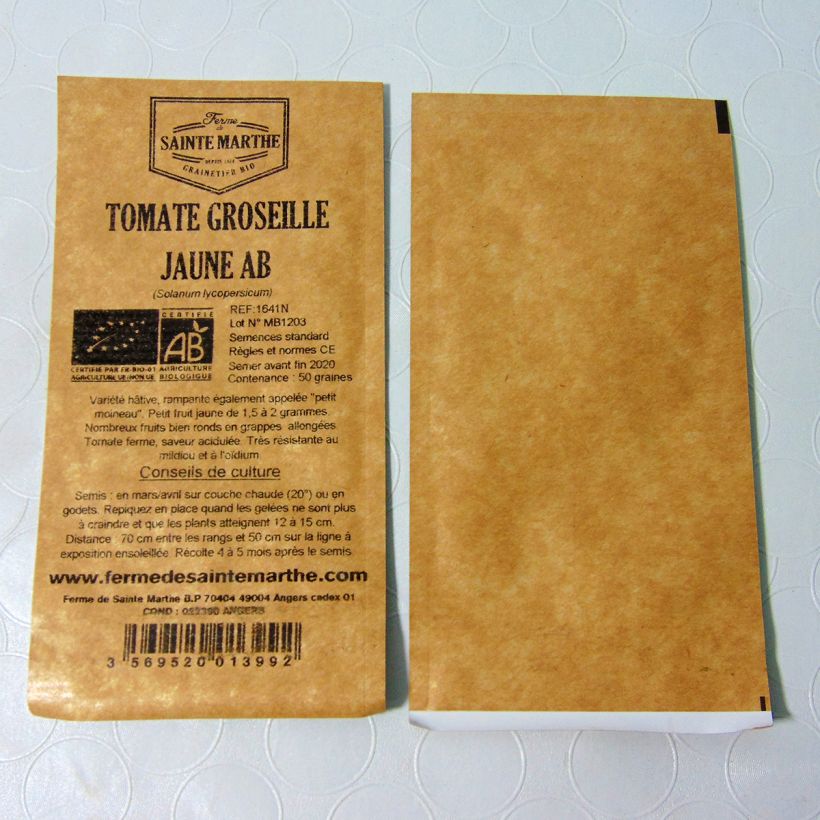 Example of Yellow Currant Organic Tomato - Ferme de Sainte Marthe seeds per pack of 50 seeds specimen as delivered