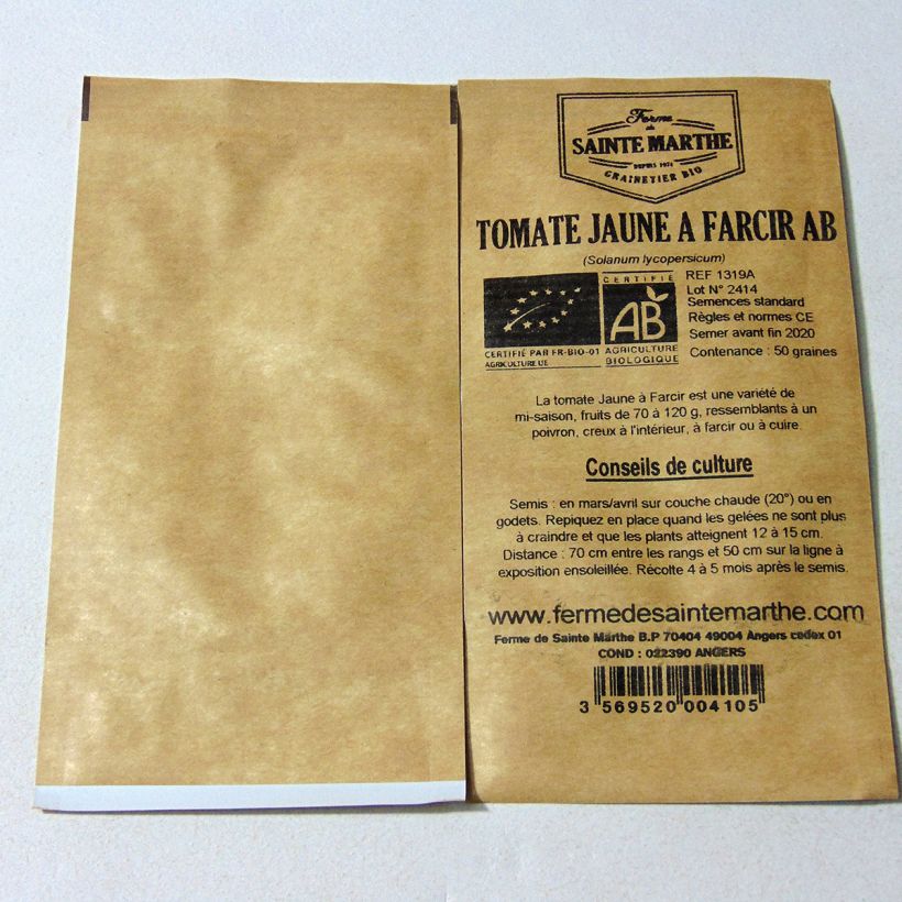 Example of Yellow Stuffer Organic Tomato - Ferme de Sainte Marthe per pack of 50 seeds specimen as delivered