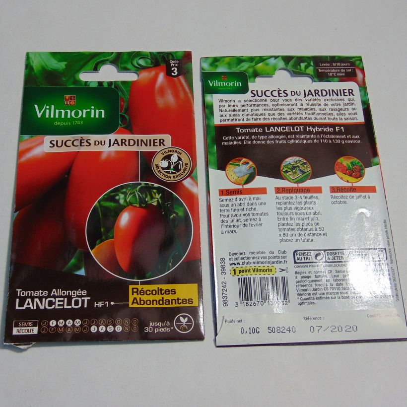 Example of Lancelot F1 Tomato - Vilmorin seeds per pack of 30 seeds (0.1g) specimen as delivered