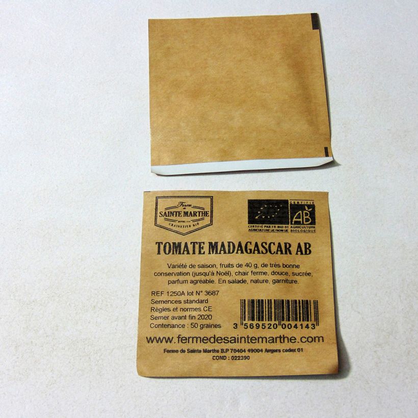 Example of Madagascar Organic Tomato - Ferme de Sainte Marthe seeds per pack of 50 seeds specimen as delivered