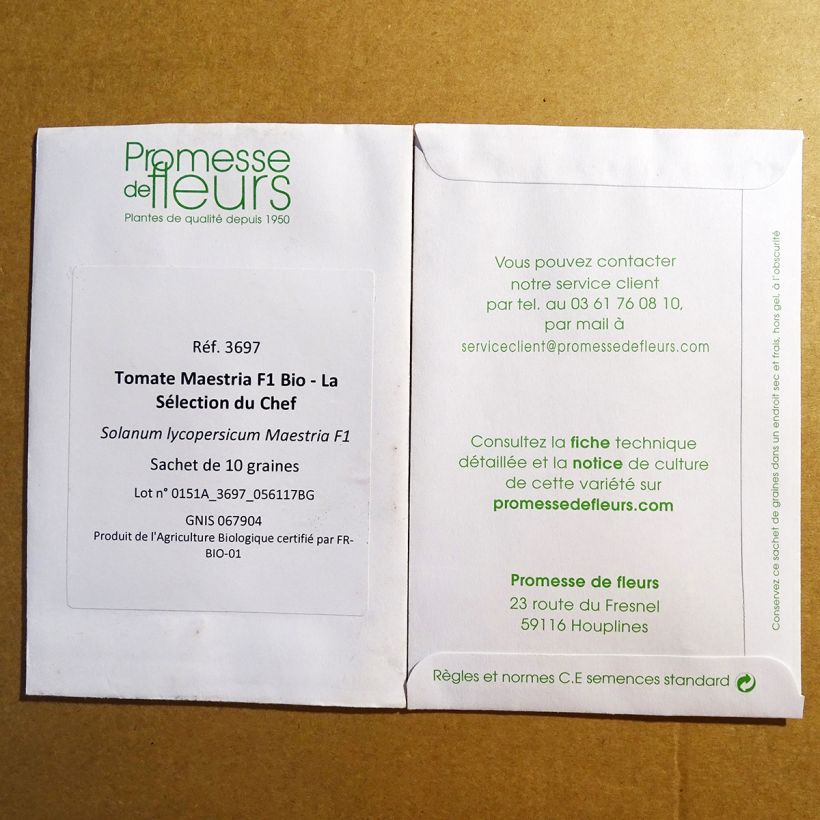 Example of Maestria F1 Organic Tomato - La Sélection du Chef per pack of 10 seeds specimen as delivered