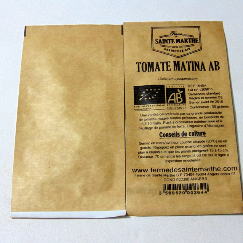 Example of Matina Organic Tomato - Ferme de Sainte Marthe seeds per pack of 50 seeds specimen as delivered