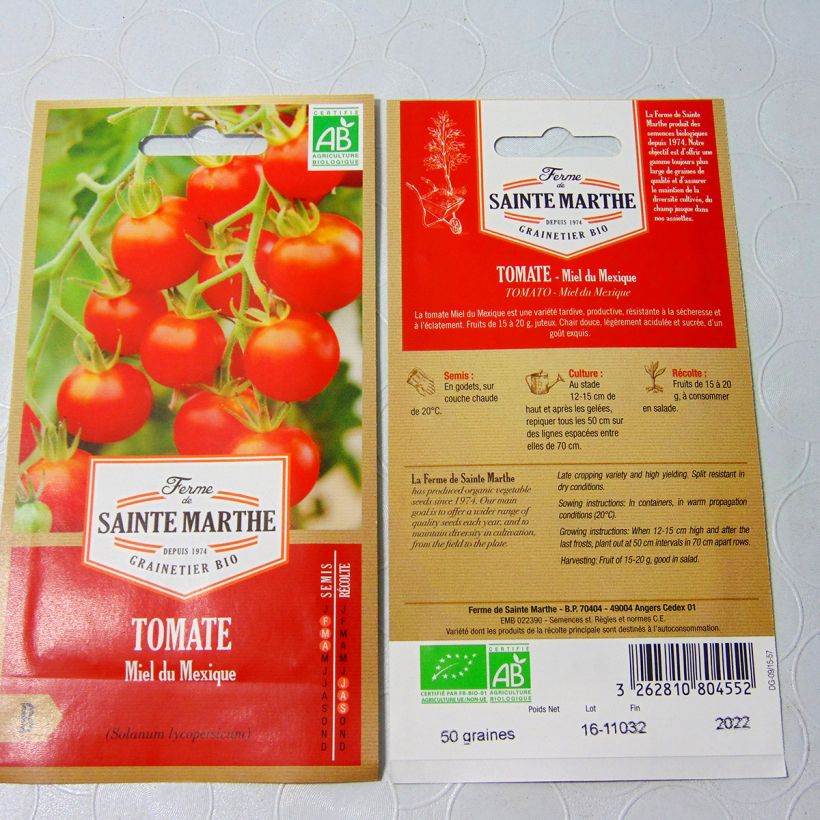 Example of Mexican Honey Organic Tomato - Ferme de Sainte Marthe seeds per pack of 25 seeds specimen as delivered