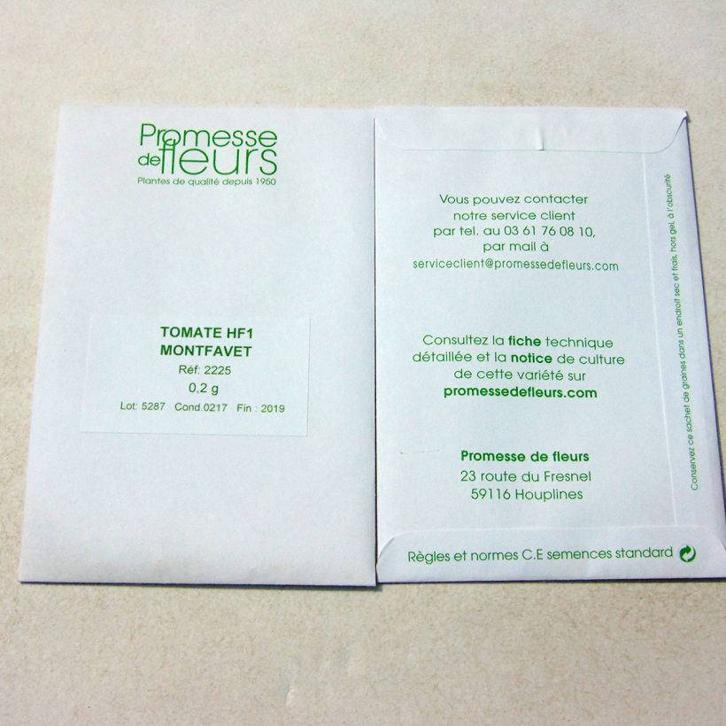 Example of Montfavet 63-5 F1 Tomato per pack of 50 seeds (0,2g) specimen as delivered