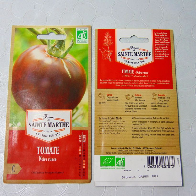 Example of Tomato Russian Black  - Ferme de Sainte Marthe seeds specimen as delivered