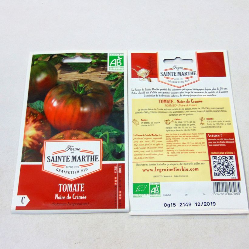 Example of Black Krim Organic Tomato - Ferme de Sainte Marthe seeds specimen as delivered