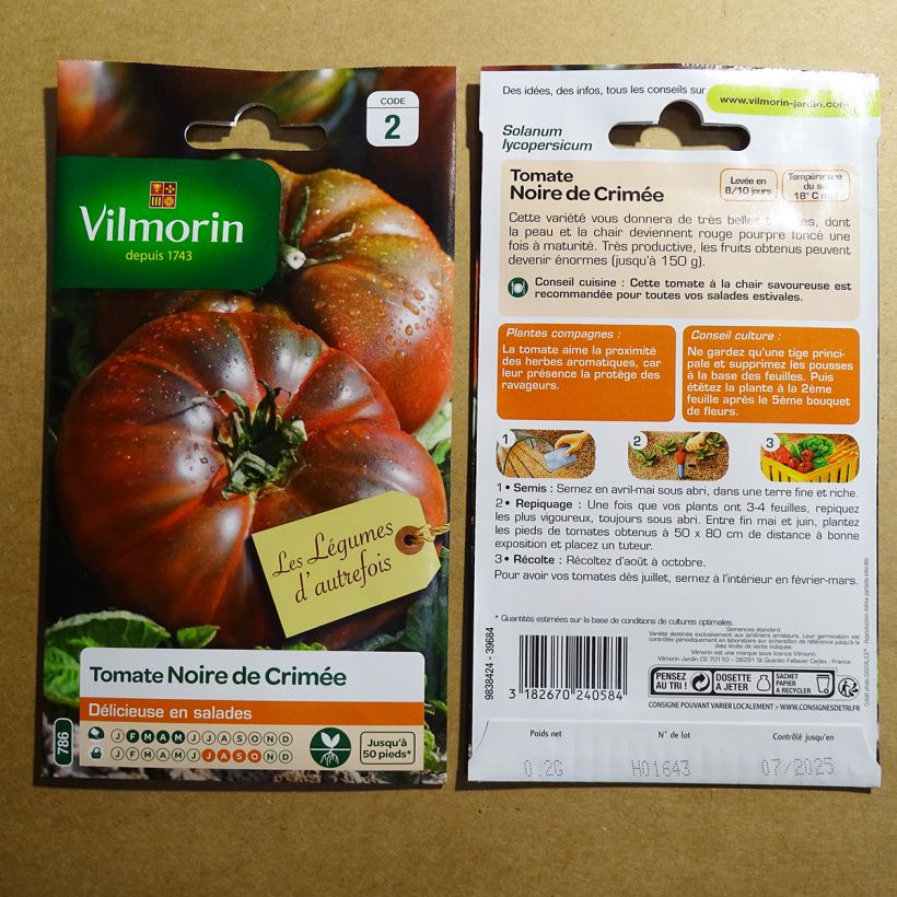 Example of Black Krim Tomato - Vilmorin Seeds per pack of 60 seeds (0.2g) specimen as delivered
