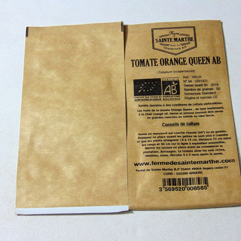 Example of Orange Queen Organic Tomato - Ferme de Sainte Marthe seeds per pack of 50 seeds specimen as delivered