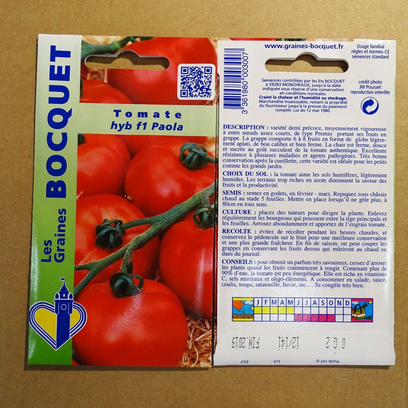Example of Tomato Paola F1 per pack of 60 seeds (0.2g) specimen as delivered