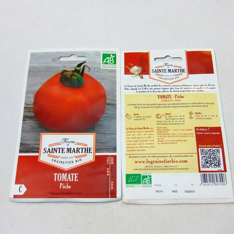 Example of Peach Tomato - Ferme de Sainte Marthe seeds per pack of 40 seeds specimen as delivered