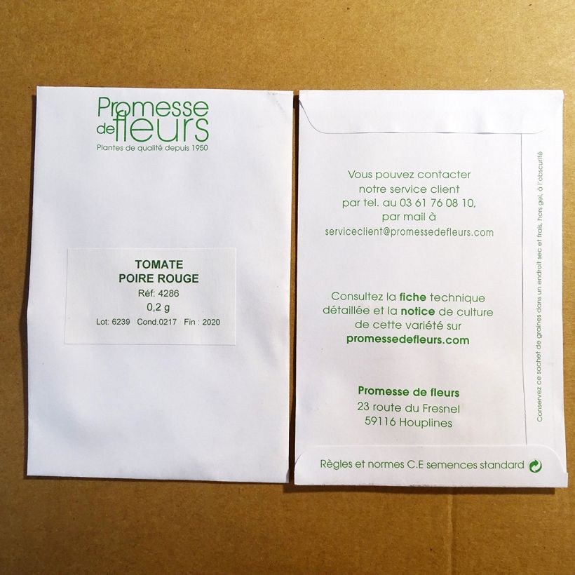 Example of Red Pear Tomato per 0,2 g seed pack specimen as delivered