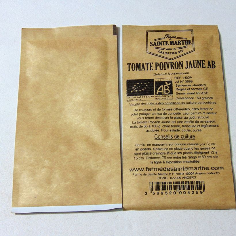 Example of Tomato Yellow Pepper - Ferme de Sainte Marthe seeds per pack of 50 seeds specimen as delivered