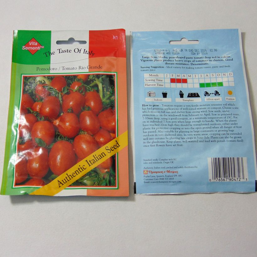 Example of Tomato Rio Grande per pack of 450 seeds specimen as delivered