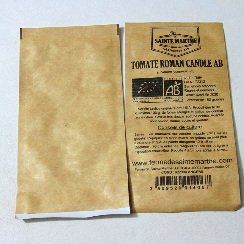 Example of Roman Candle Organic Tomato - Ferme de Sainte Marthe seeds per pack of 50 seeds specimen as delivered